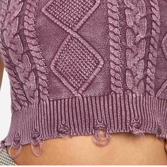 Boohoo Acid Wash Cable Knit Sweater Vest Tank – Size L – NWT – Y2K Grunge - Picture 4 of 8